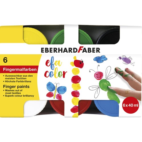 Fingermalfarben Color 6x40ml farbig sortiert Eberhard Faber 578606 (PACK=6X40ML) Produktbild Front View L