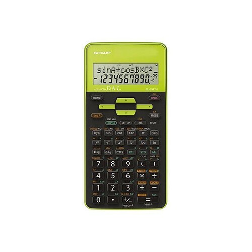 Taschenrechner 2x10-stelliges LC-Display schwarz/grün Sharp EL-531 TH-GR Batterie 80x161x15mm Produktbild Front View L