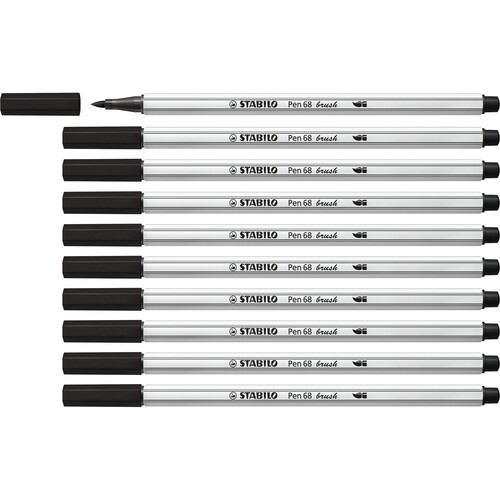 Fasermaler Pen 68 brush Pinselspitze schwarz Stabilo 568/46 Produktbild Additional View 2 L
