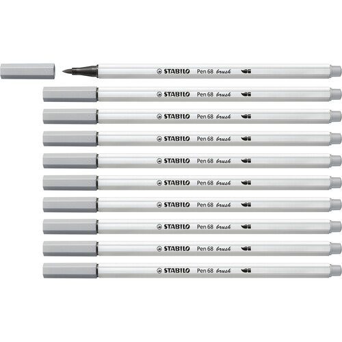 Fasermaler Pen 68 brush Pinselspitze mittelgrau Stabilo 568/95 Produktbild Additional View 2 L