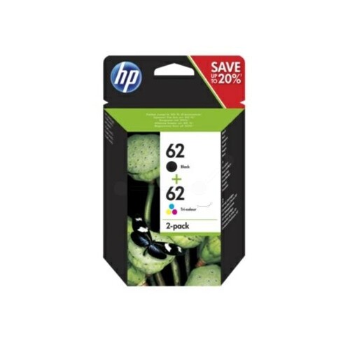 Druckkopfpatrone 62 Multipack für HP Envy 5540/5600 200Seiten schwarz + 165Seiten cyan/magenta/yellow HP N9J71AE Produktbild Front View L