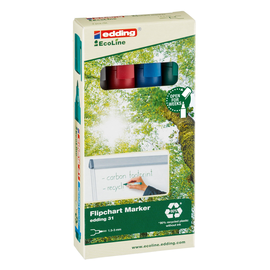 Flipchartmarker EcoLine 31/4 Etui 1,5-3mm Rundspitze sortiert Edding 4-31-4 (PACK=4 STÜCK) Produktbild