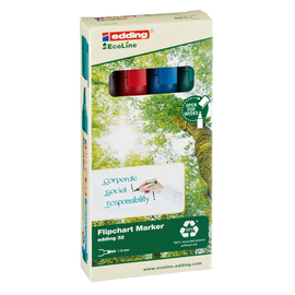 Flipchartmarker EcoLine 32/4 Etui 1-5mm Keilspitze sortiert Edding 4-32-4 (PACK=4 STÜCK) Produktbild