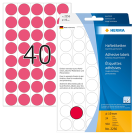 Markierungspunkte 19mm ø leuchtrot Herma 2256 (PACK=1280 STÜCK) Produktbild