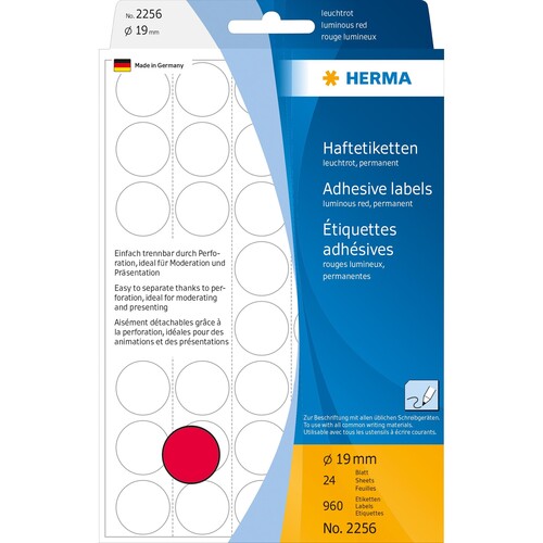 Markierungspunkte 19mm ø leuchtrot Herma 2256 (PACK=1280 STÜCK) Produktbild Additional View 1 L