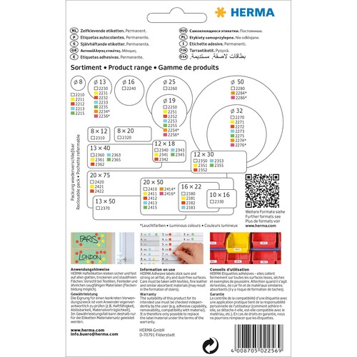 Markierungspunkte 19mm ø leuchtrot Herma 2256 (PACK=1280 STÜCK) Produktbild Additional View 3 L