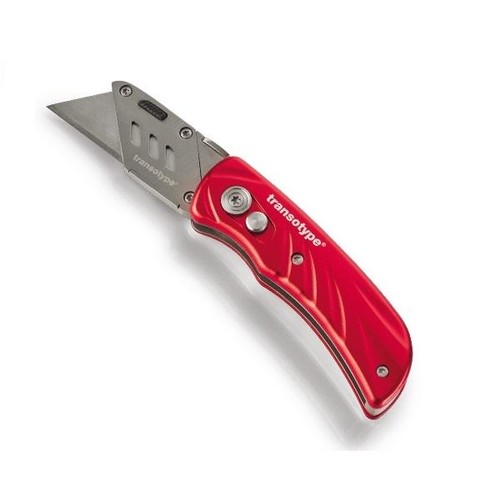 Schneidemesser Cutter PRO 24mm incl. 5 Ersatzklinge im Aluminium- Gehäuse rot Transotype 1753006 Produktbild Front View L