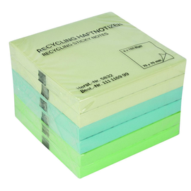 Haftnotizen 75x75mm Recycling Notes farbig sortiert Papier BestStandard (PACK=6x 100 BLATT) Produktbild