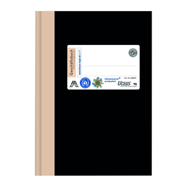 Geschäftsbuch kariert A6 96Blatt schwarz Halbleineneinband 608391 Ursus Produktbild