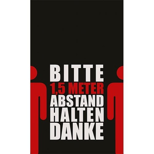 Hinweismatte -Bitte 1,5m Abstand halten- 90x150cm schwarz/rot 62101 Produktbild