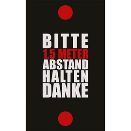 Hinweismatte -Bitte 1,5m Abstand halten- 90x150cm schwarz/rot 62102 Produktbild