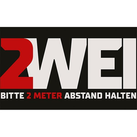 Hinweismatte -Bitte 2,0m Abstand halten- 90x150 cm schwarz/rot 62103 Produktbild