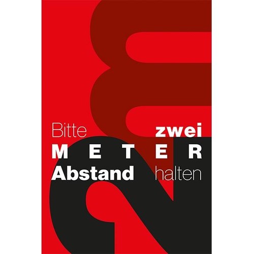 Hinweismatte -Bitte 2,0m Abstand halten- 120x180cm schwarz/rot 62202 Produktbild