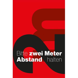 Hinweismatte -Bitte 2,0m Abstand halten- 120x180cm schwarz/rot 62203 Produktbild