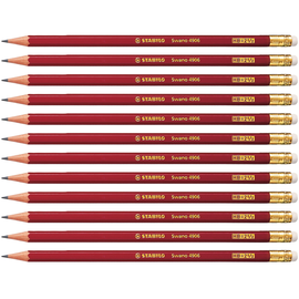 Bleistift Swano HB mit Radierer sechskant rot Stabilo 4906 Produktbild