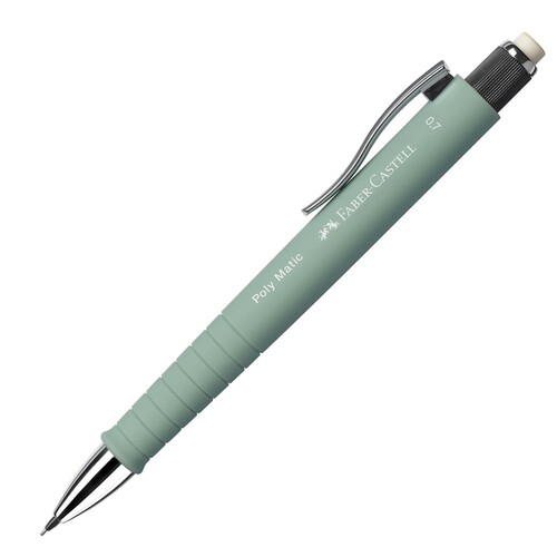 Druckbleistift POLY-MATIC 0,7mm mintgrün autom.Minenvorschub Faber Castell 133365 mit Soft-Touch Oberfläche Produktbild Front View L