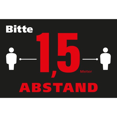 Hinweismatte -Bitte 1,5m Abstand halten- 60x90 cm schwarz/rot 62000 Produktbild