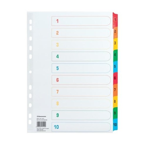 Register 1-10 A4 223x297mm mehrfarbig Karton Soennecken 1579 Produktbild Front View L