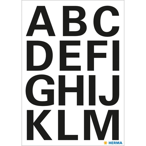 Buchstaben-Etiketten A-Z 25mm schwarz wetterfest Herma 4167 Produktbild Additional View 1 L