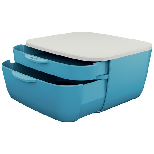 Schubladenbox Cosy 2 Schübe 25,1x14,2x27,5cm blau/hellgrau Kunststoff Leitz 5357-00-61 Produktbild Additional View 2 L