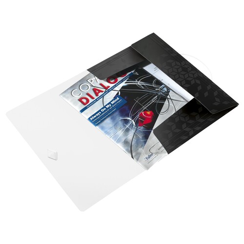 Eckspanner WOW mit 3 Klappen A4 für 150Blatt schwarz PP Leitz 4599-00-95 Produktbild Front View L