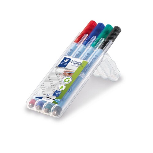Folienstifte Lumocolor correctable 305M 1,0mm mittel Etui Staedtler 305MWP4-1 trocken abwischbar (ETUI=4 STÜCK) Produktbild