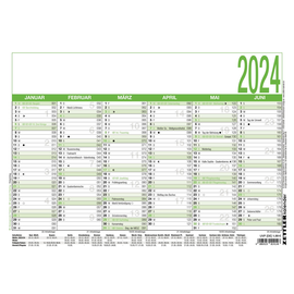 Arbeitstagekalender 2024 A4 29,7x21cm 6Monate/1Seite schwarz/grün UWS Karton Zettler 907-0700 Produktbild