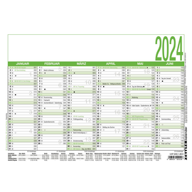 Arbeitstagekalender 2026 A4 29,7x21cm 6Monate/1Seite schwarz/grün UWS Karton Zettler 907-0700 Produktbild