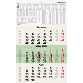 Dreimonatskalender 2024 29,5x49cm hellgrau/dunkelgrau UWS Zettler 956-0700 Produktbild
