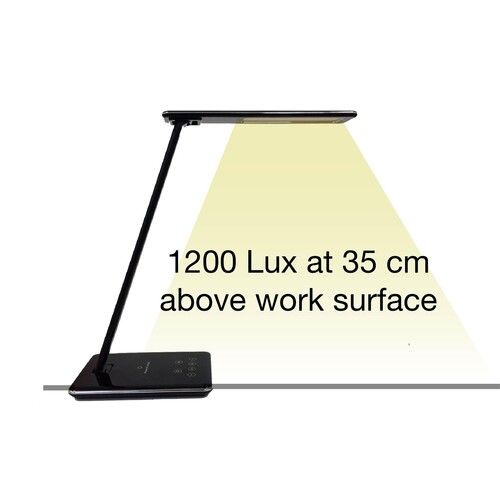 Schreibtischleuchte LED LINKA mit Standfuß weiß Unilux 400124484 Ladefunktion über USB dimmbar Produktbild Additional View 2 L