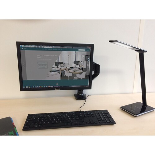 Schreibtischleuchte LED LINKA mit Standfuß weiß Unilux 400124484 Ladefunktion über USB dimmbar Produktbild Additional View 4 L