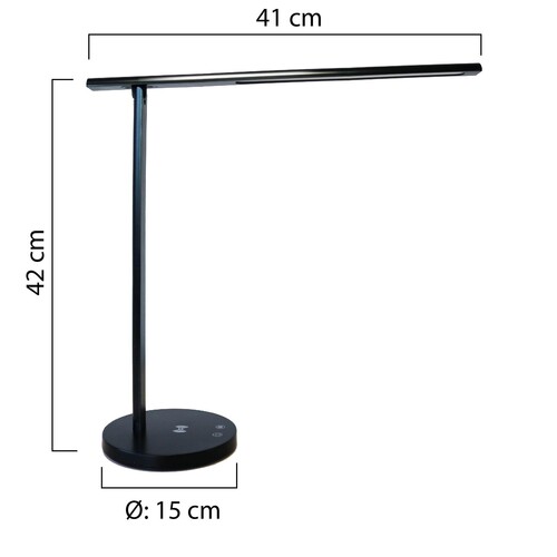 Tischleuchte LED DIVA mit Standfuß dimmbar schwarz Unilux 400124560 Ladeoption über USB Produktbild Additional View 1 L