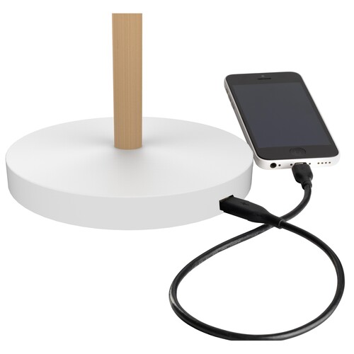 Tischleuchte LED VICKY mit Standfuß dimmbar weiß/buche Unilux 400110084 Ladeoption über USB Produktbild Additional View 1 L