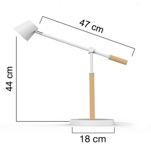 Tischleuchte LED VICKY mit Standfuß dimmbar weiß/buche Unilux 400110084 Ladeoption über USB Produktbild Additional View 3 L