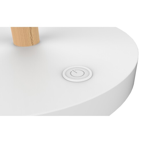 Tischleuchte LED VICKY mit Standfuß dimmbar weiß/buche Unilux 400110084 Ladeoption über USB Produktbild Additional View 5 L