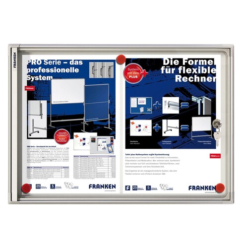 Schaukasten X-tra line für Innenbereich 2xA4 mit Flügeltür 48x34,5cm Metall- Rückwand magnetisch Franken FSA2 Produktbild Front View L