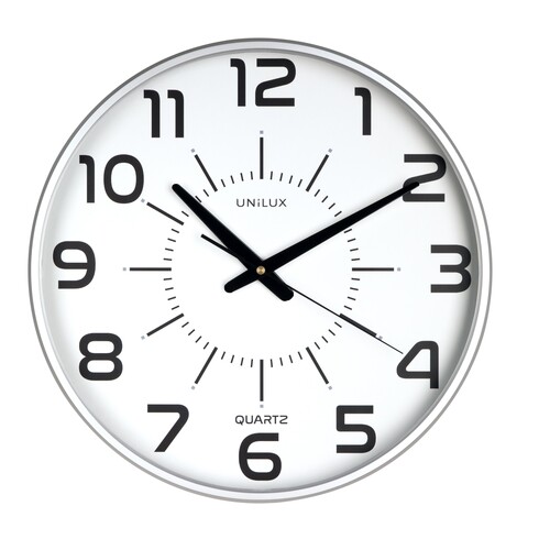 Wanduhr MAXI POP Quarzuhr Ø 37,5cm Gehäuse metallgrau Kunststoff Unilux inklusive 1x AA Batterie 400094488 Produktbild Front View L