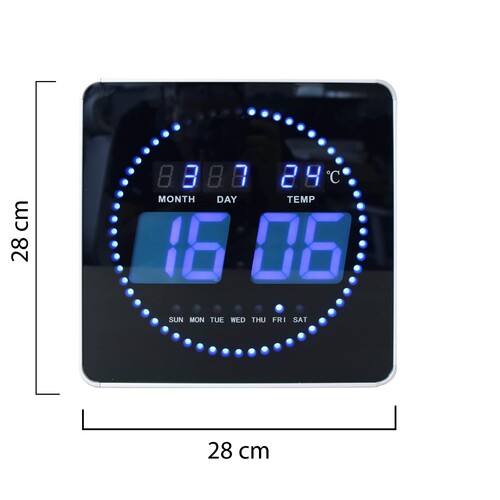 Wanduhr FLO LED mit Kalender und Thermometer schwarz Unilux ohne Batterie 400124566 Produktbild Additional View 2 L