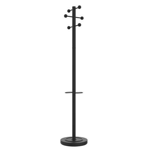 Garderobenständer ACCESS mit 6 Haken Höhe 175cm Unilux Metall schwarz/buche 400095391 Produktbild Front View L