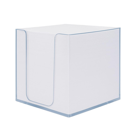 Zettelbox mit weißem Papier glasklar 10,5x10,5x9,1cm Kunststoff BestStandard Produktbild