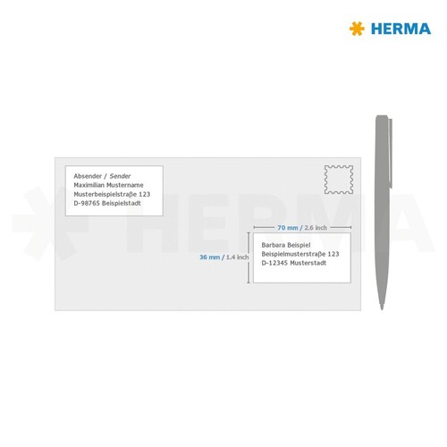 Etiketten PREMIUM Inkjet+Laser+Kopier 70x36mm auf A4 Bögen weiß permanent Herma 4633 (PACK=4800 STÜCK) Produktbild Additional View 2 L