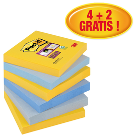 Haftnotizen Post-it Super Sticky Notes 76x76mm New York Papier 3M 654-6SS-NY (ST=6x 90 BLATT) Produktbild