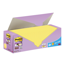 Haftnotizen Post-it Super Sticky Notes Promotion 76x76mm gelb Papier 3M 654-SSCY VP24 (PACK=20x 90 BLATT) Produktbild