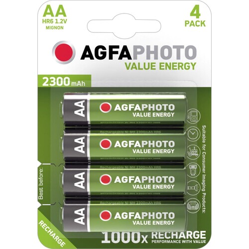 Akku Mignon AA NiMH 1,2V 2300mAh AgfaPhoto HR06 (PACK=4 STÜCK) Produktbild Front View L