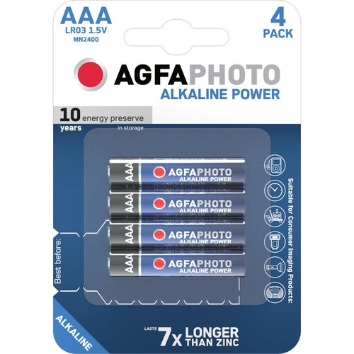 Batterien Platinum Power Micro AAA 1,5V AgfaPhoto LR03 (PACK=4 STÜCK) Produktbild Front View L