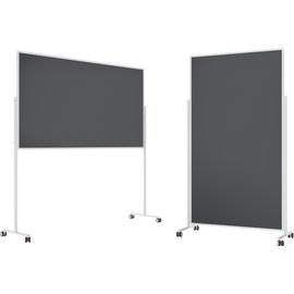 Moderationswand Design VarioPin mobil 180x100 cm grau Rahmen weiß Magnetoplan filzbespannt 1181101 Produktbild