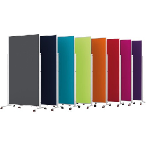 Moderationswand Design VarioPin mobil 180x100 cm grau Rahmen weiß Magnetoplan filzbespannt 1181101 Produktbild Additional View 1 L