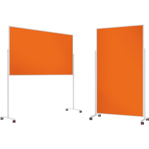 Moderationswand Design VarioPin mobil 180x100cm orange Rahmen weiß Magnetoplan filzbespannt 1181144 Produktbild