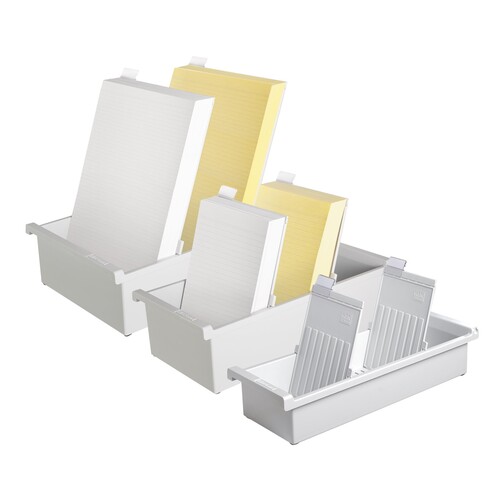 Karteitrog inkl. 2 Stützplatten A4 hoch 228x346x96mm für 1300Karten lichtgrau Kunststoff HAN 954-0-1-11 Produktbild Additional View 2 L
