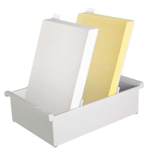 Karteitrog inkl. 2 Stützplatten A4 hoch 228x346x96mm für 1300Karten lichtgrau Kunststoff HAN 954-0-1-11 Produktbild Additional View 1 L
